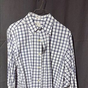 J. Crew Navy and White Plaid Button Down Shirt